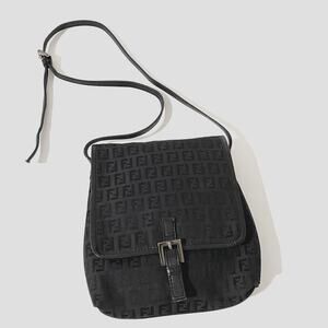 Fendi FF Zucca Logo Zucchino Monogram Canvas Shoulder Bag Purse Vintage Y2K 90's